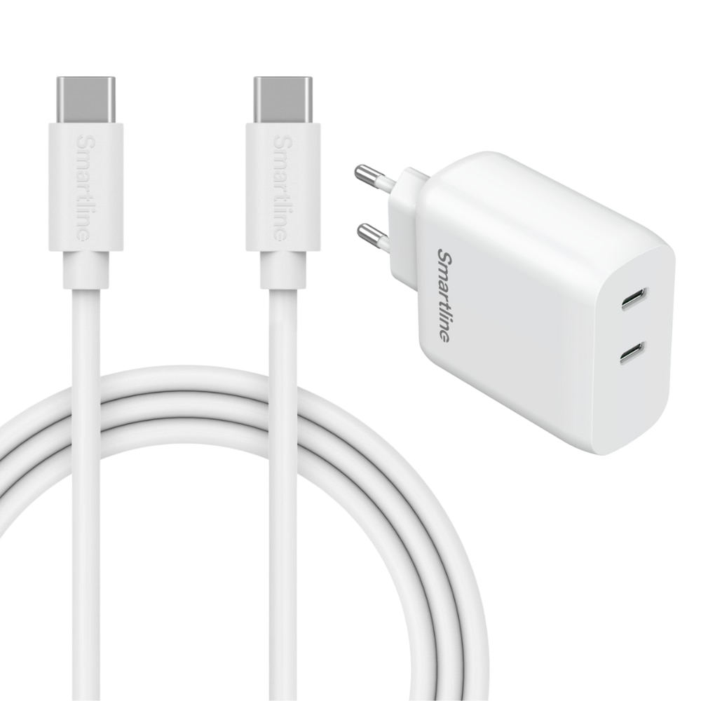 Caricatore Premium Redmi Note 13 4G - Cavo da 2m e Dual caricatore da parete USB-C 35W - Smartline