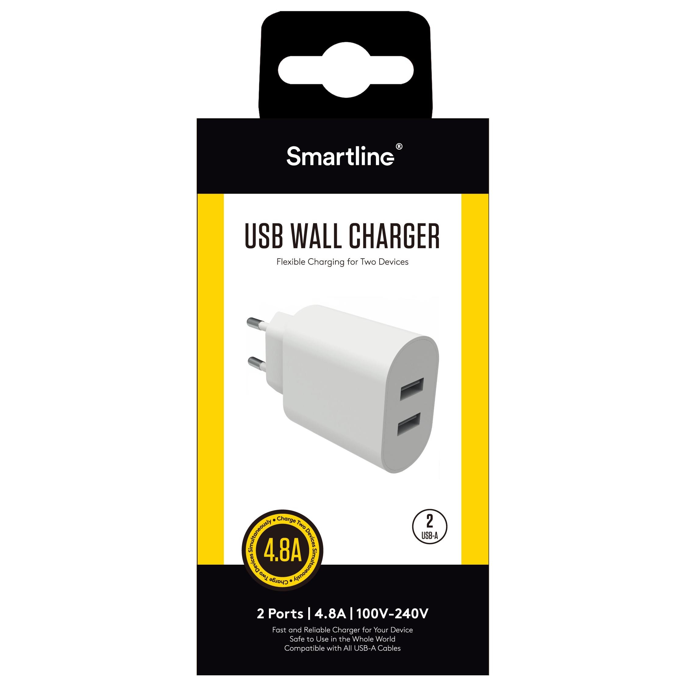 Caricatore USB 2 Porte 4.8A Bianco