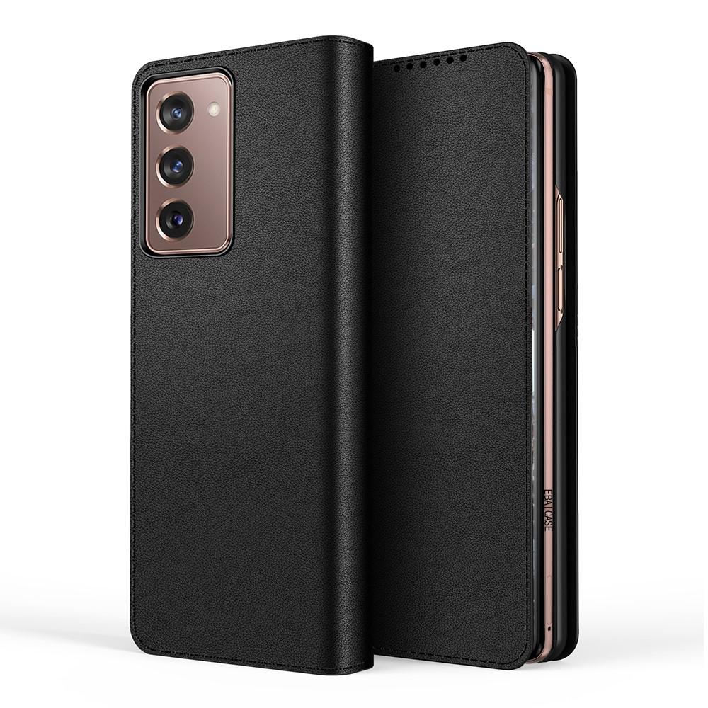 Custodia a portafoglio in vera pelle Samsung Galaxy Z Fold 2, nero