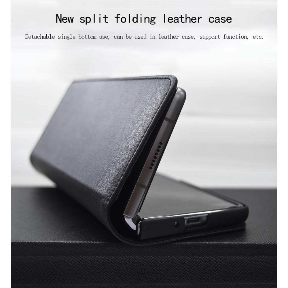 Custodia a portafoglio in vera pelle Samsung Galaxy Z Fold 2, nero