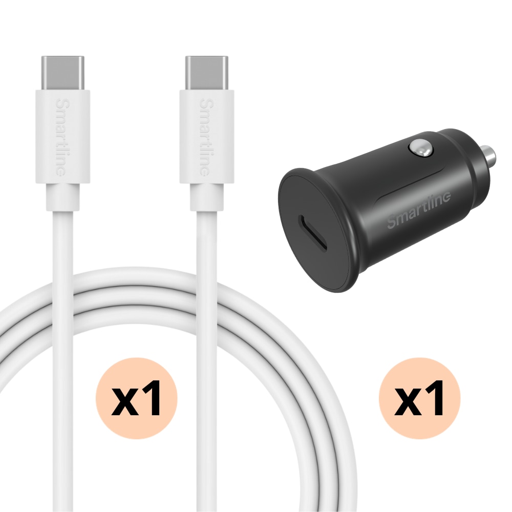 Caricatore completo per automobile  - Cavo USB-C da 1m e caricatore USB-C - Smartline