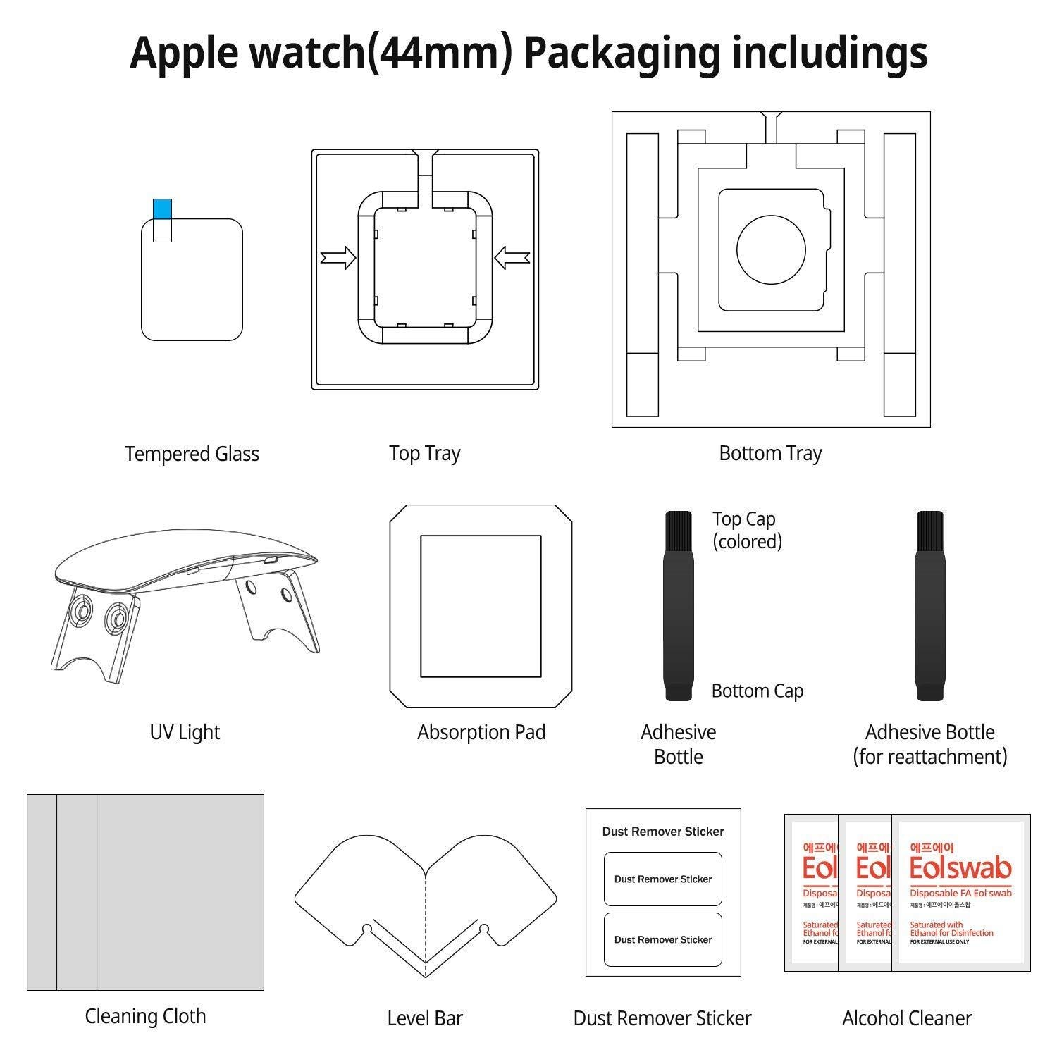Dome Glass Screen Protector (2 pezzi) Apple Watch 44 mm